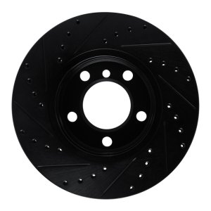 Mini Cooper Paceman Brake Rotor (1) - Front Right - R1 Concepts - Drilled & Slotted - Black - `11-`16